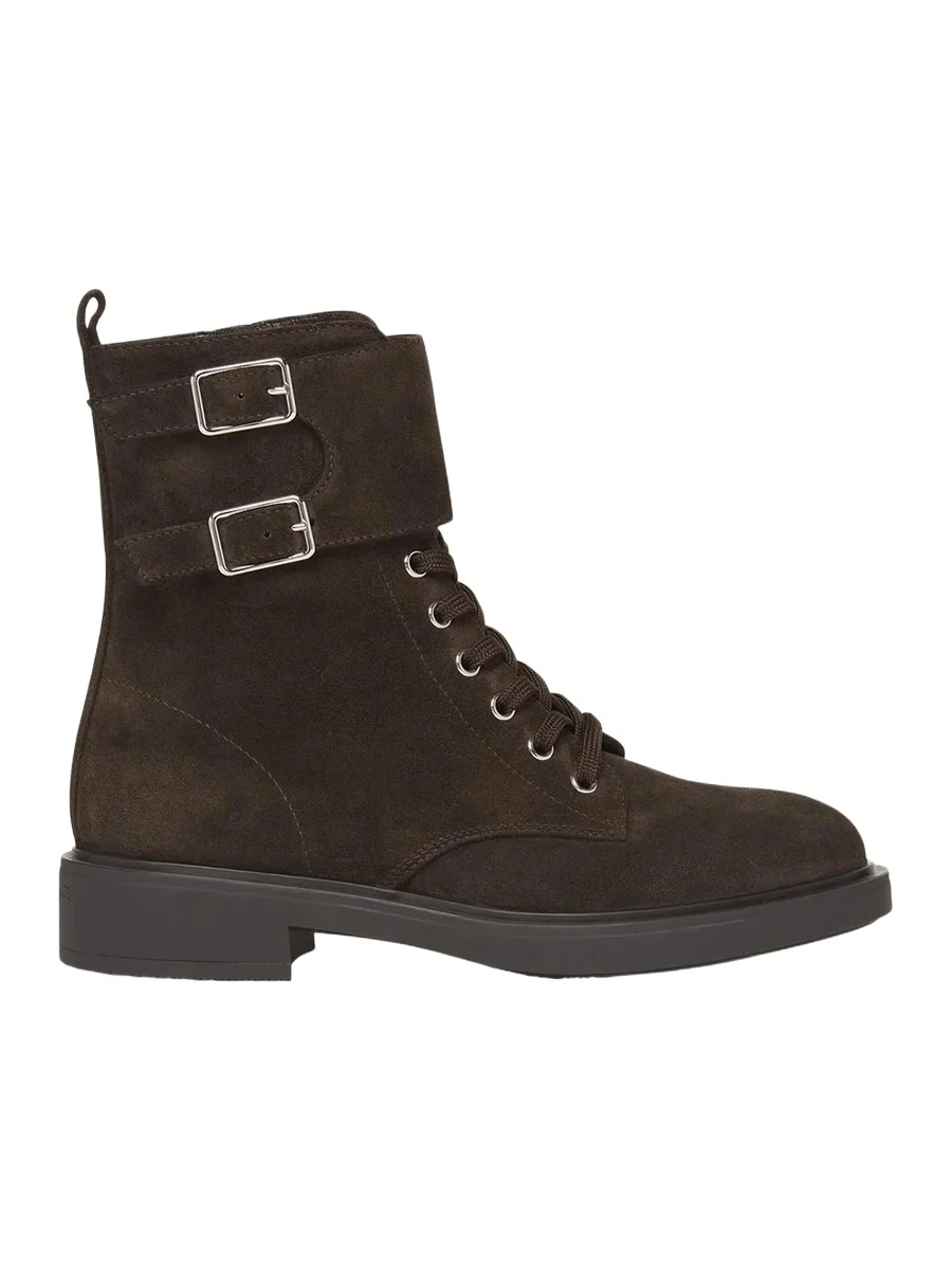 Suede Buckle Cuff Combat Booties Suede Buckle Cuff Combat Booties