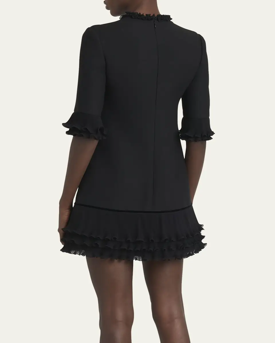 Valentino Garavani Ruffle Silk Crepe Mini Dress | Thumbnail 3 Valentino Garavani Ruffle Silk Crepe Mini Dress | Thumbnail 3