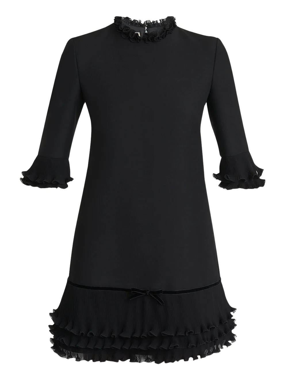 Ruffle Silk Crepe Mini Dress