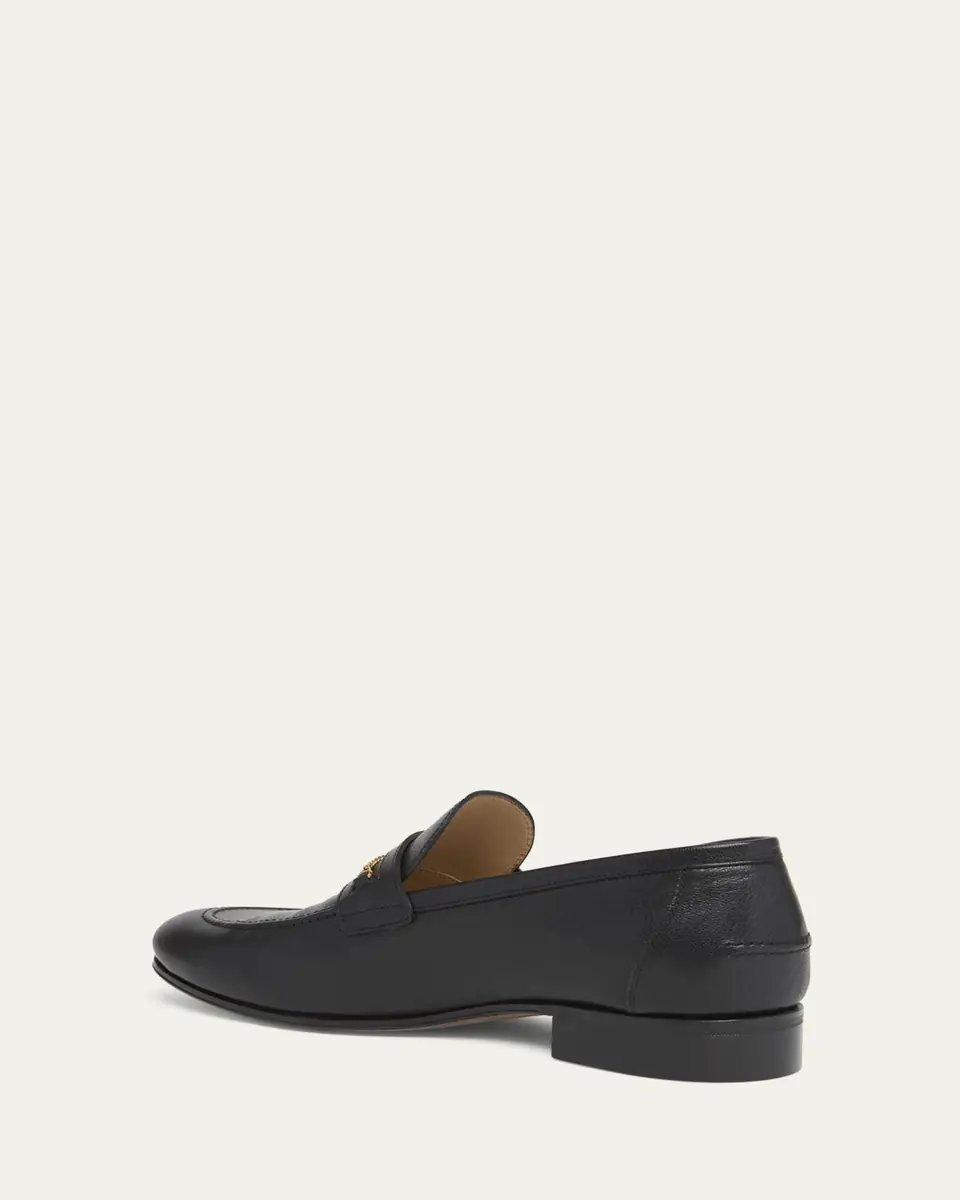 Valentino Garavani Men's Leather VLogo Chain Bit Loafers | Thumbnail 4 Valentino Garavani Men's Leather VLogo Chain Bit Loafers | Thumbnail 4
