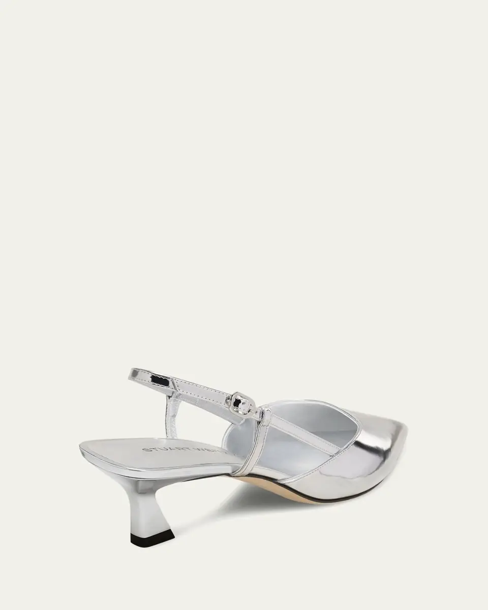 Stuart Weitzman Vinnie Metallic Kitten Slingback Pumps | Thumbnail 4 Stuart Weitzman Vinnie Metallic Kitten Slingback Pumps | Thumbnail 4