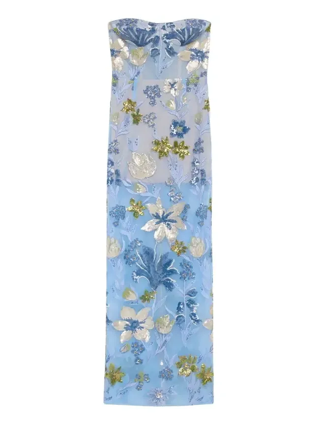 Dahlia Sequin Floral Column Gown Dahlia Sequin Floral Column Gown