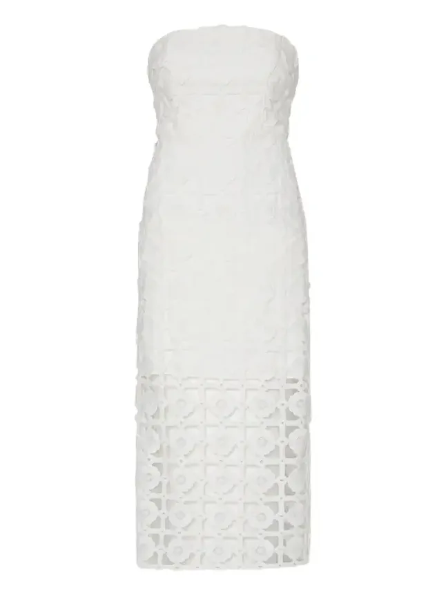 Kait Strapless Tile Lace Midi Dress