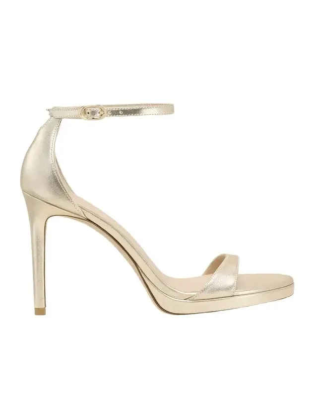Nudist Metallic Ankle-Wrap Platform Sandals