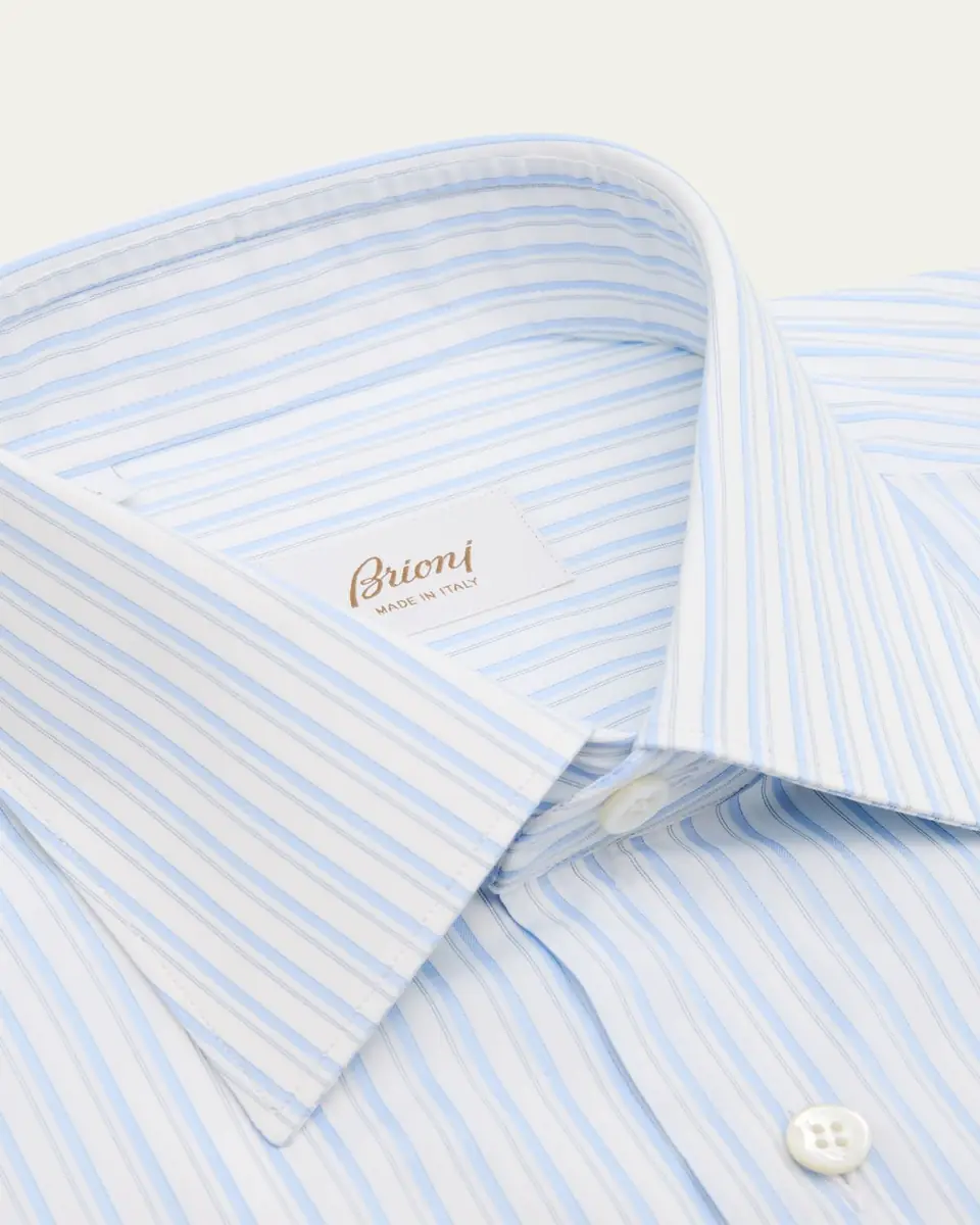 Brioni Men's Cotton Multi-Stripe Dress Shirt | Thumbnail 2