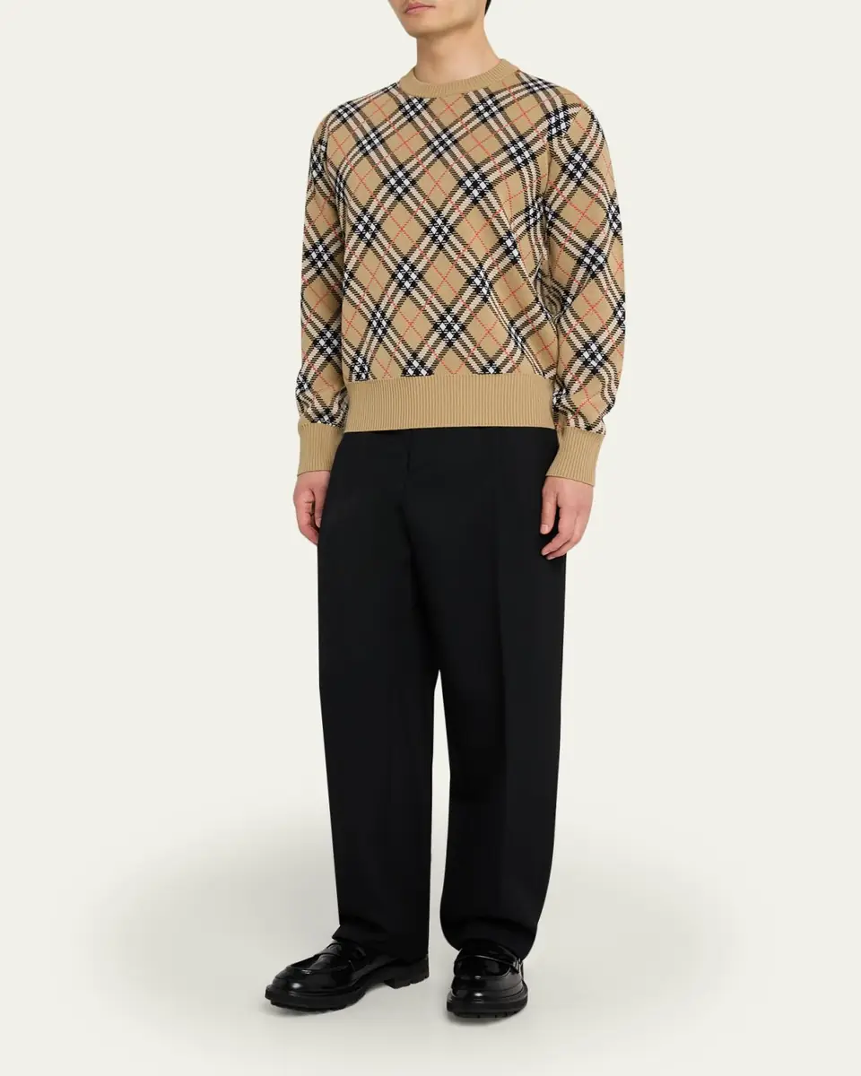 Burberry Men's Vintage Check Knit Crewneck Sweater | Thumbnail 2