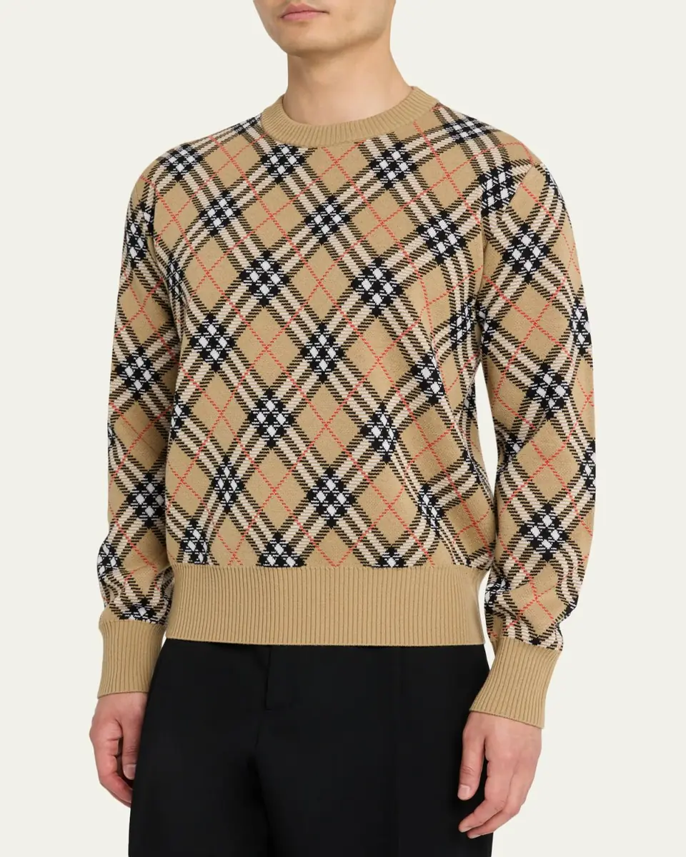 Burberry Men's Vintage Check Knit Crewneck Sweater | Thumbnail 4