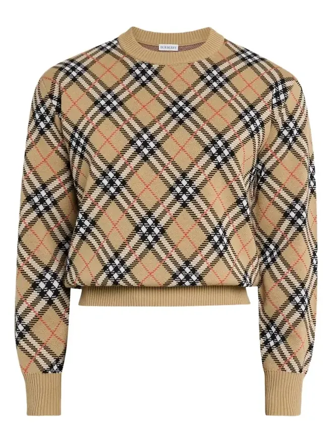 Men's Vintage Check Knit Crewneck Sweater