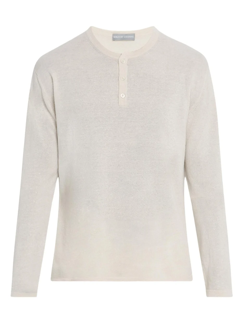 Bergdorf Goodman Men's Cashmere and Linen Henley Sweater