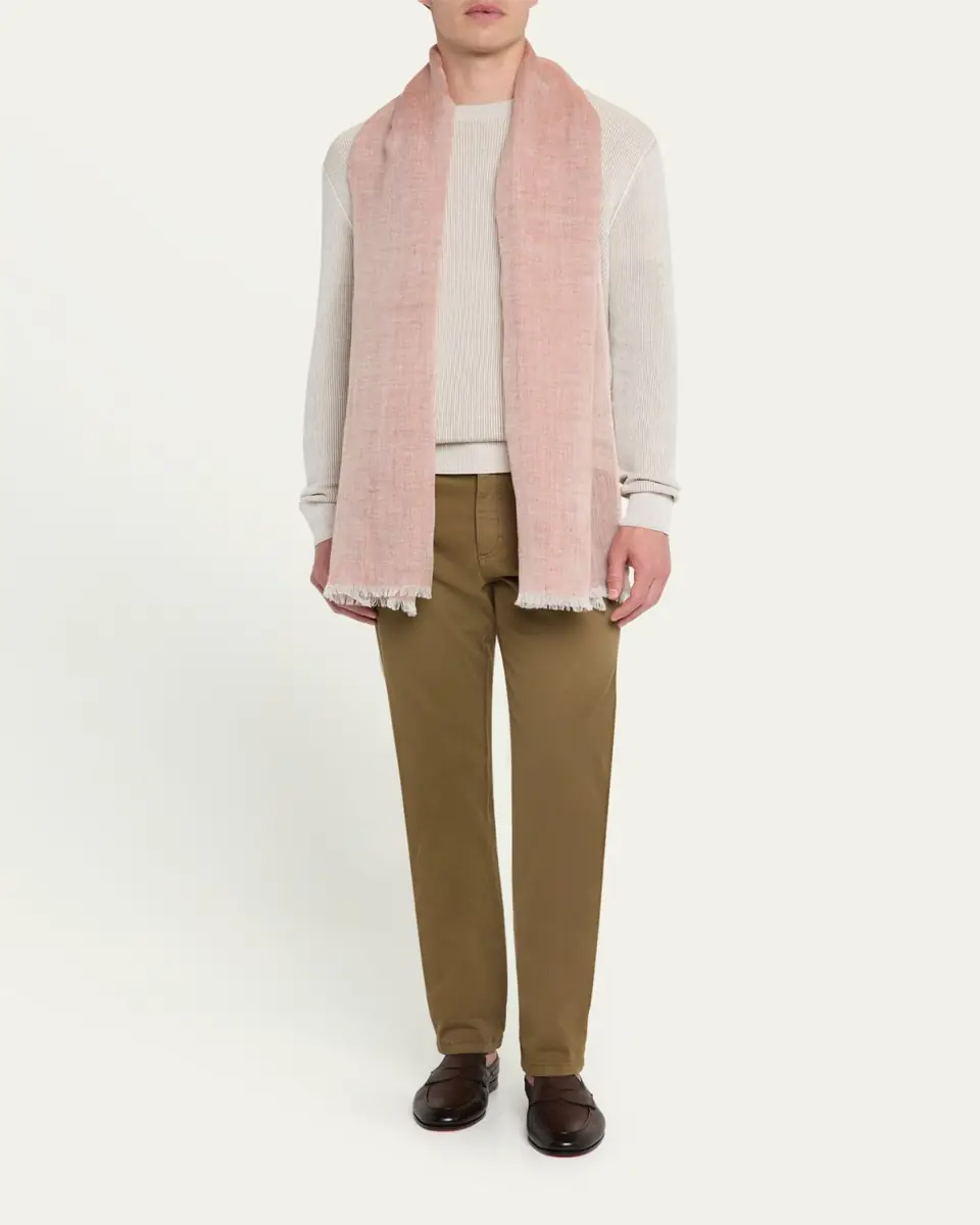 Cesare Attolini Men's Linen, Cashmere, and Silk Scarf | Thumbnail 2 Cesare Attolini Men's Linen, Cashmere, and Silk Scarf | Thumbnail 2
