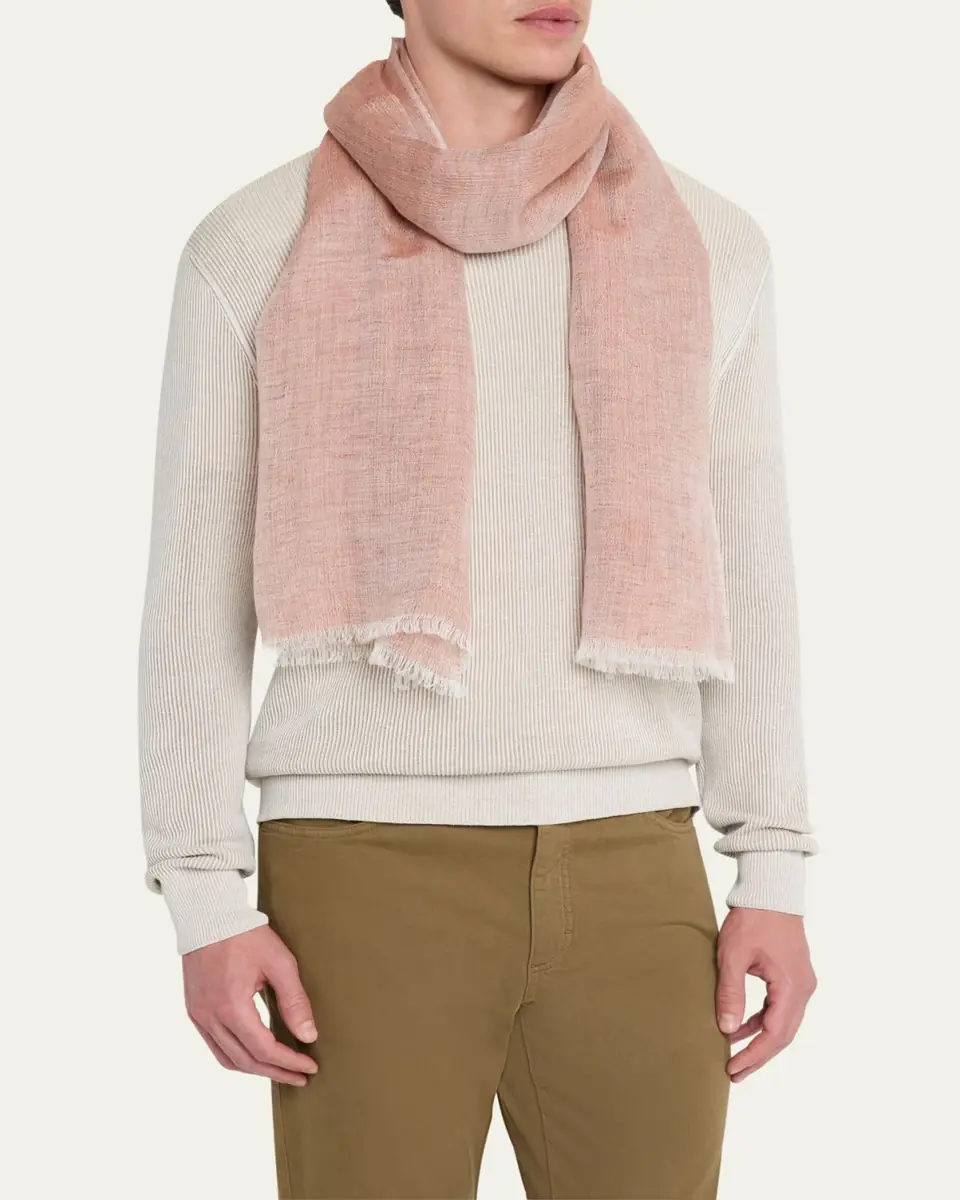 Cesare Attolini Men's Linen, Cashmere, and Silk Scarf | Thumbnail 3 Cesare Attolini Men's Linen, Cashmere, and Silk Scarf | Thumbnail 3
