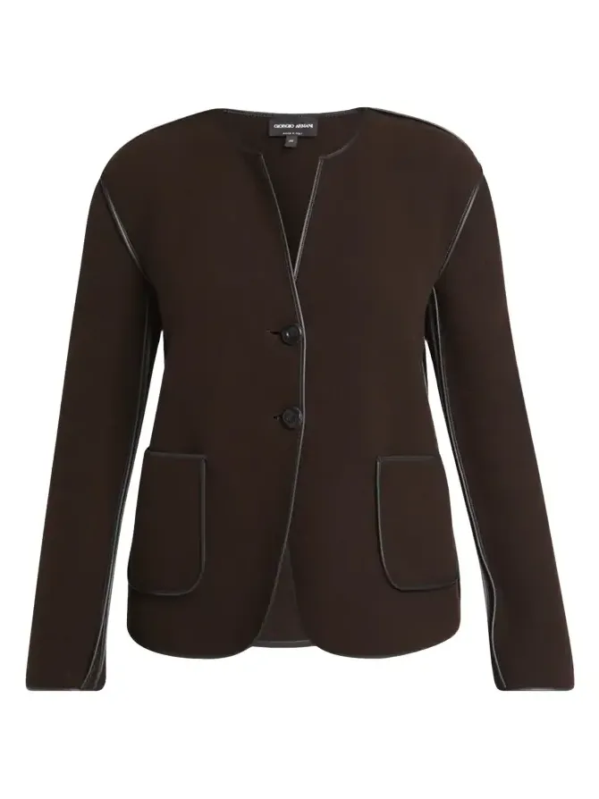 Leather Piping Cashmere Fleece Short Coat Leather Piping Cashmere Fleece Short Coat
