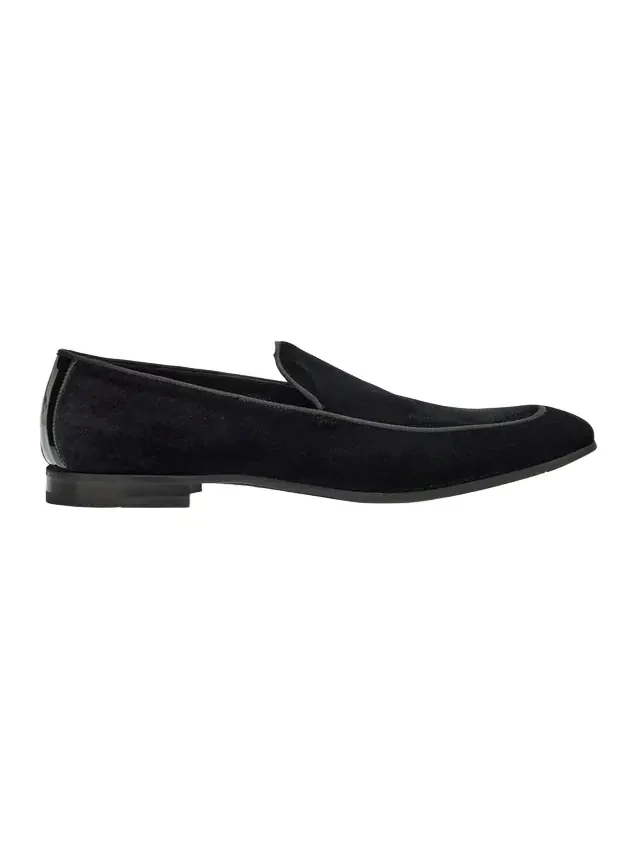 Men's Piped Velvet Apron-Toe Venetian Loafers Men's Piped Velvet Apron-Toe Venetian Loafers