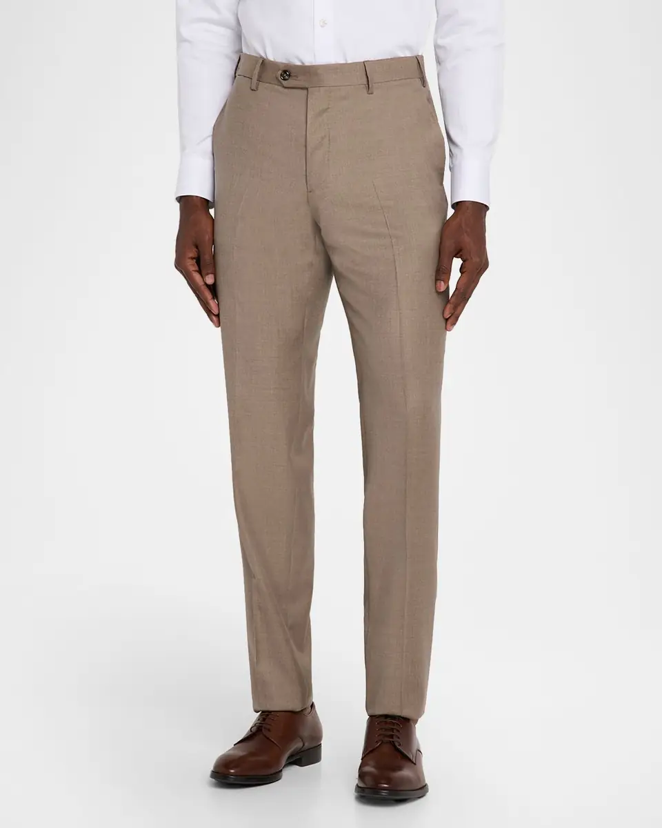 Giorgio Armani Men's Wool Sharkskin Flat Front Trousers | Thumbnail 3