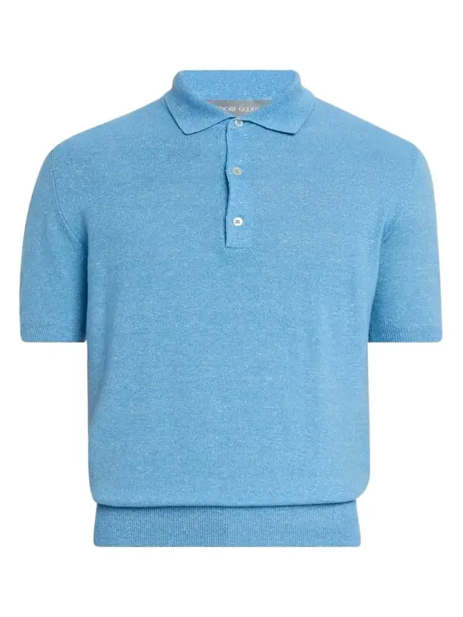 Men's Cashmere and Linen Short-Sleeve Polo Sweater Men's Cashmere and Linen Short-Sleeve Polo Sweater