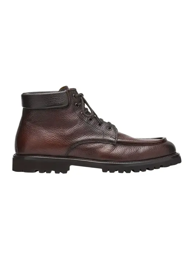 Men's Moc-Toe Grained Leather Lace-Up Boots Men's Moc-Toe Grained Leather Lace-Up Boots