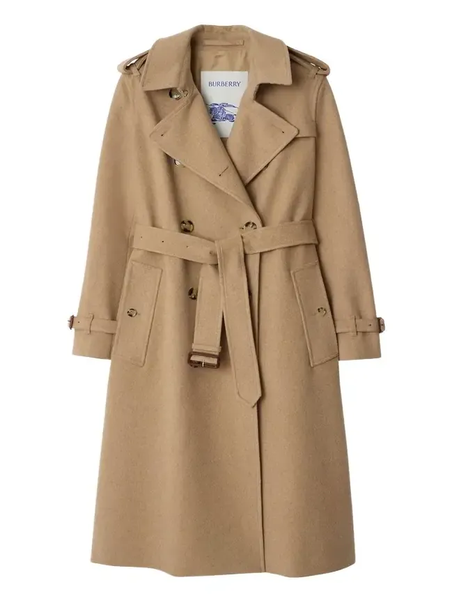 Kensington Belted Cashmere-Wool Double-Breasted Trench Coat