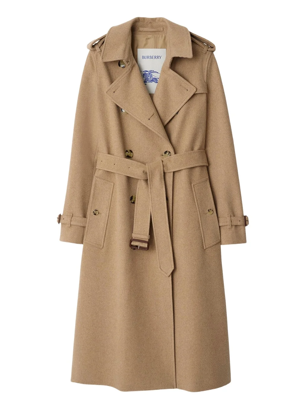 Kensington Belted Cashmere-Wool Double-Breasted Trench Coat