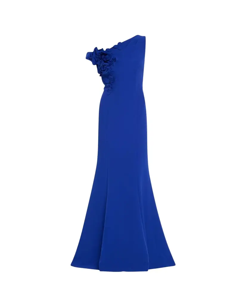Rickie Freeman for Teri Jon One-Shoulder Floral Applique Crepe Mermaid Gown | Image 1 Rickie Freeman for Teri Jon One-Shoulder Floral Applique Crepe Mermaid Gown | Image 1