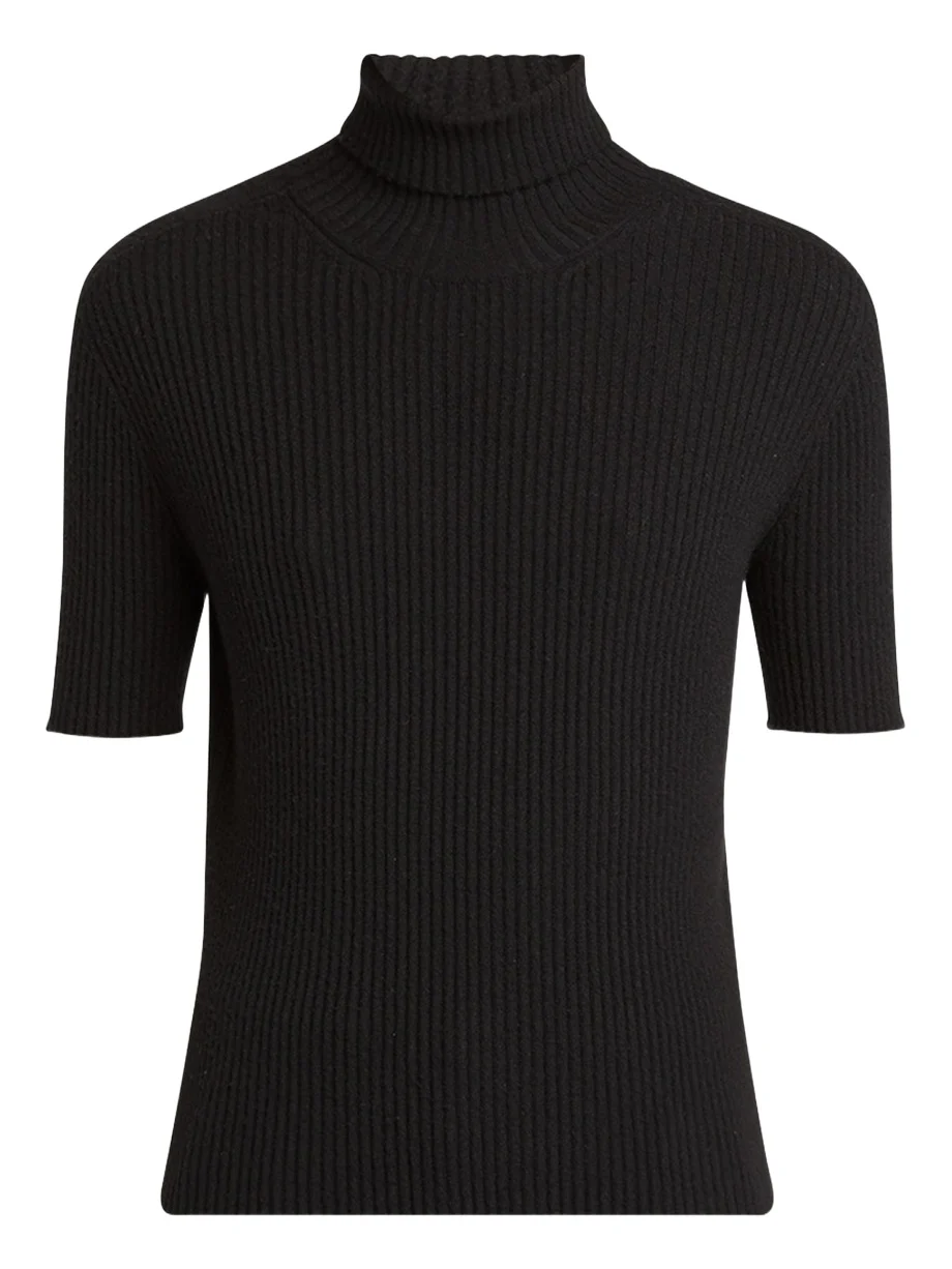 Turtleneck Short-Sleeve Cashmere Rib Sweater Turtleneck Short-Sleeve Cashmere Rib Sweater