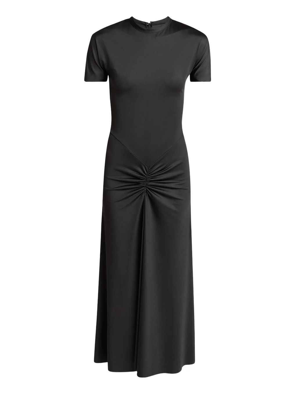 Gathered Drop-Waist Midi T-Shirt Dress