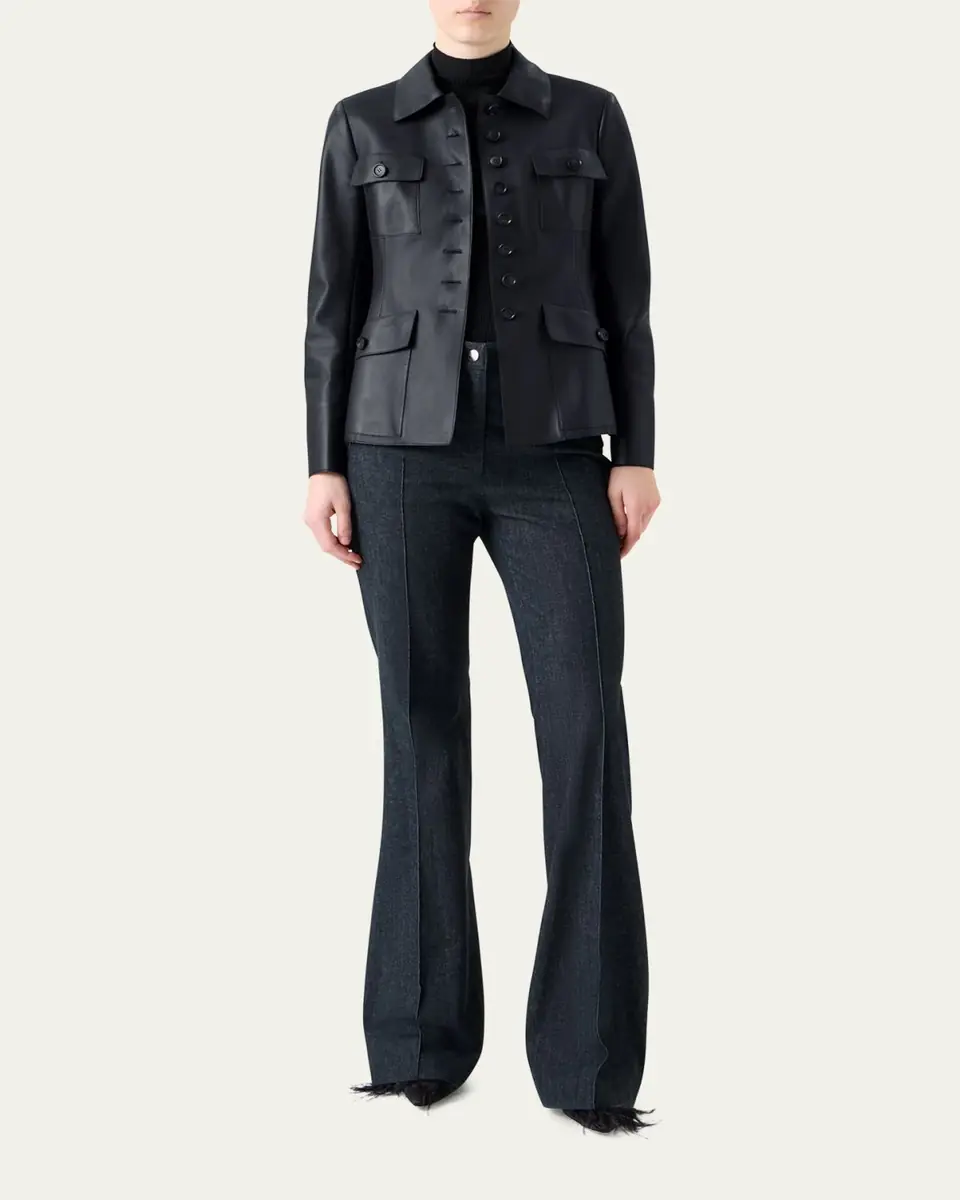 Akris Delia Nappa Leather Fitted Jacket | Thumbnail 2