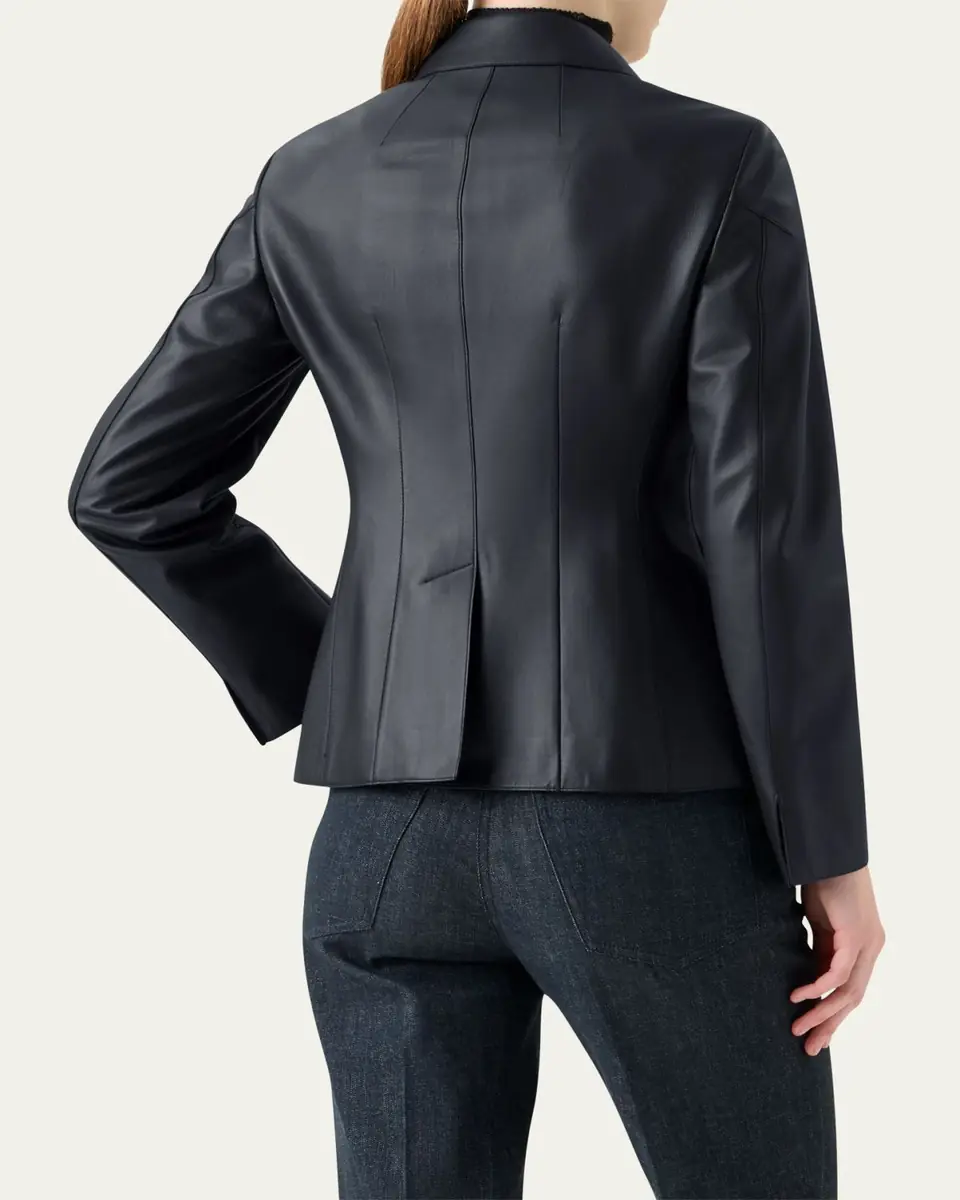 Akris Delia Nappa Leather Fitted Jacket | Thumbnail 3