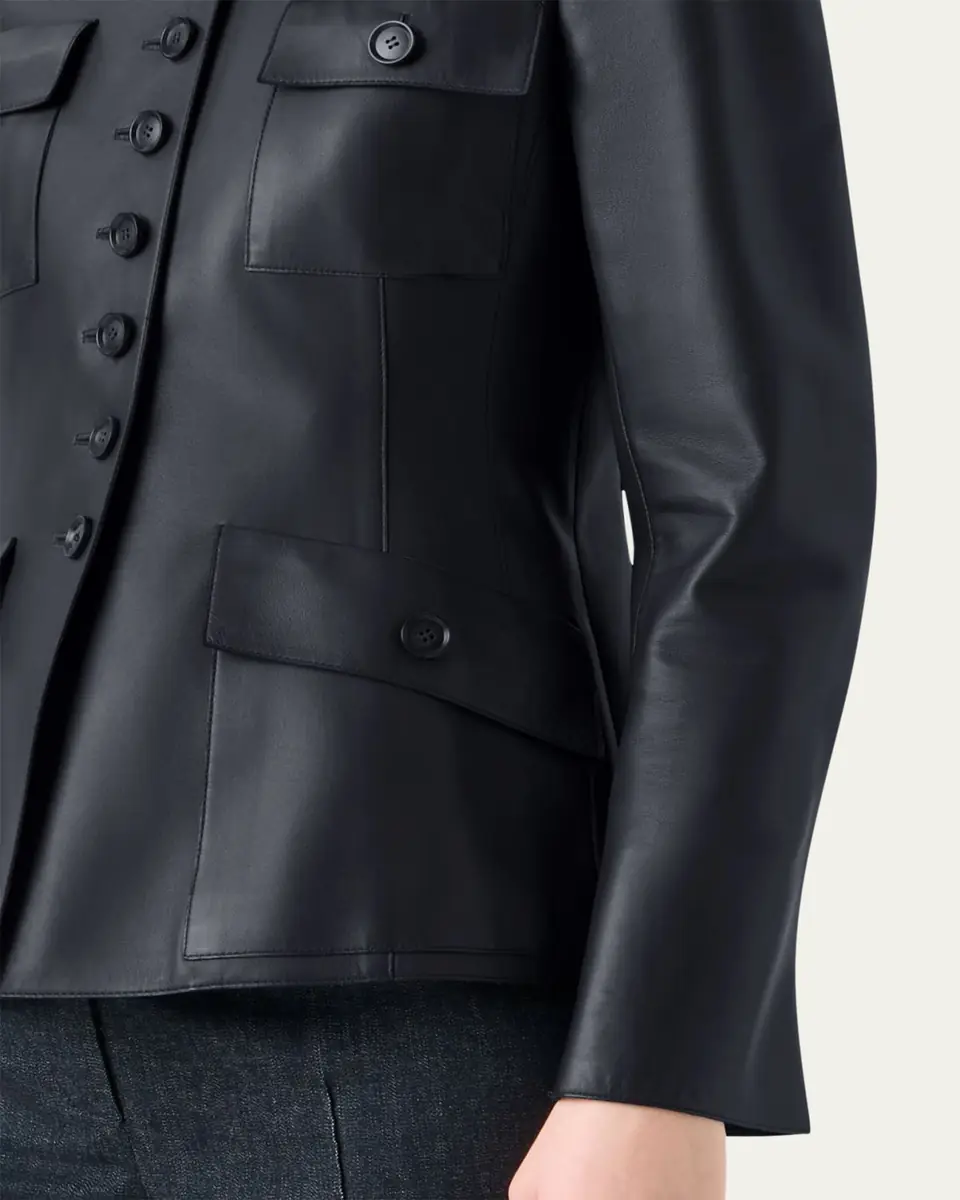 Akris Delia Nappa Leather Fitted Jacket | Thumbnail 5