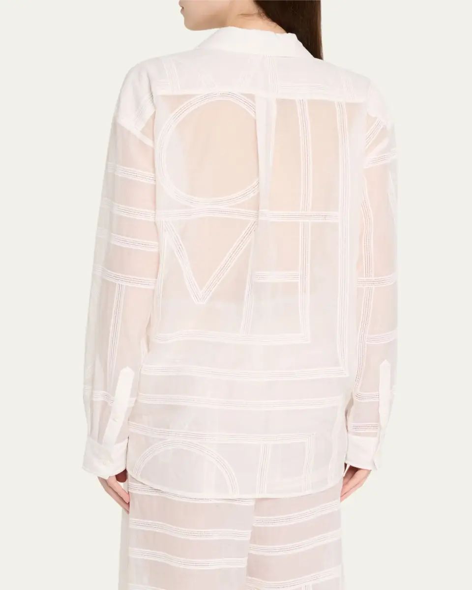 Toteme Monogram Crochet Embroidered Classic Shirt | Thumbnail 3 Toteme Monogram Crochet Embroidered Classic Shirt | Thumbnail 3