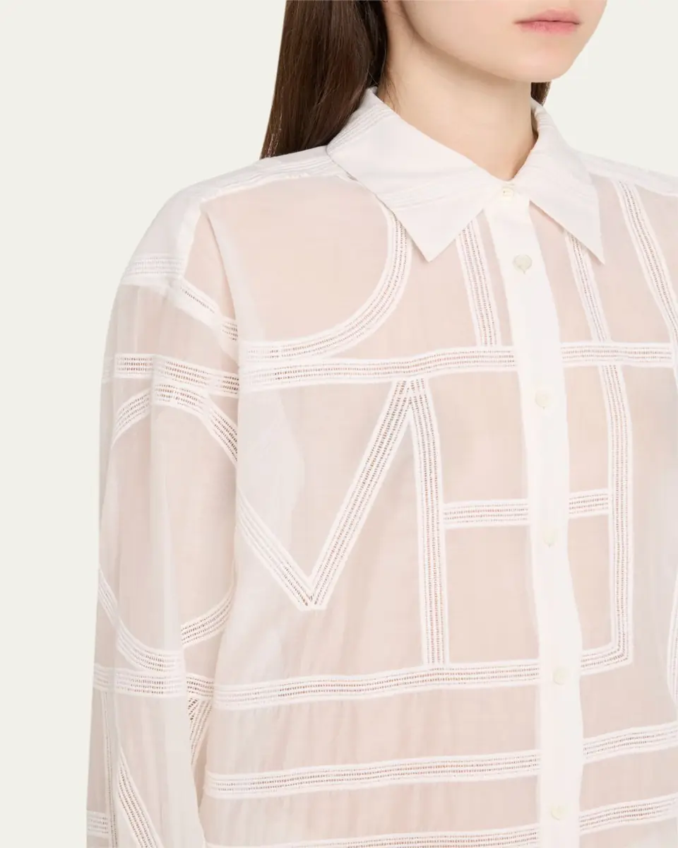 Toteme Monogram Crochet Embroidered Classic Shirt | Thumbnail 5 Toteme Monogram Crochet Embroidered Classic Shirt | Thumbnail 5