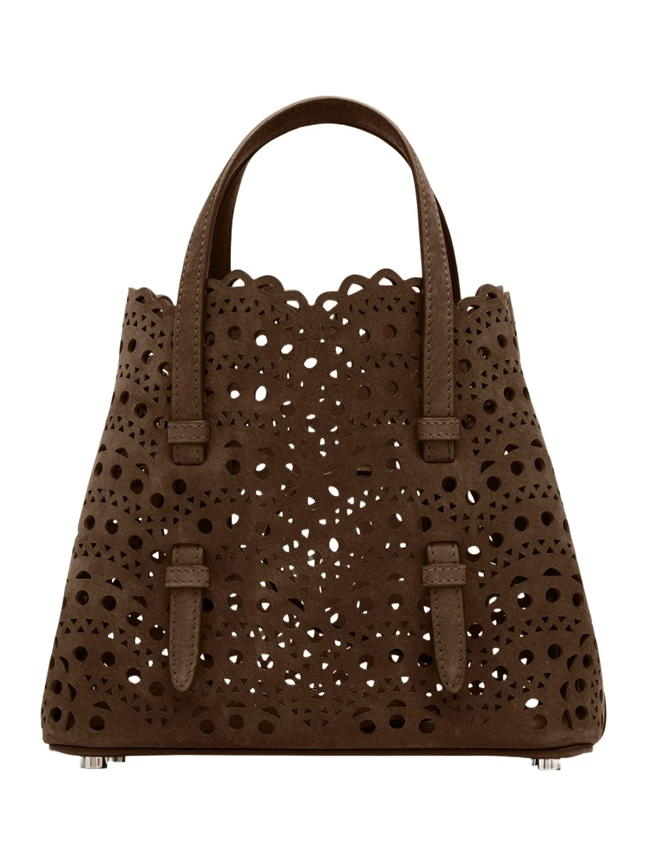 Mina 20 Top-Handle Bag in Perforated Suede Mina 20 Top-Handle Bag in Perforated Suede