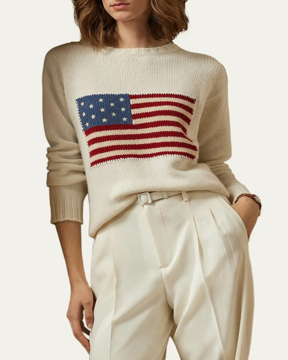 Ralph Lauren Collection Flag Cashmere Crewneck Sweater | Thumbnail 4 Ralph Lauren Collection Flag Cashmere Crewneck Sweater | Thumbnail 4