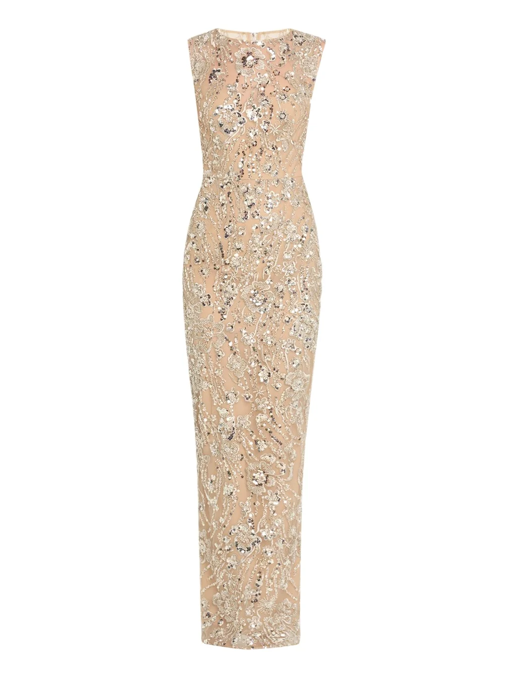 Violet Bead & Sequin Floral-Embroidered Gown Violet Bead & Sequin Floral-Embroidered Gown
