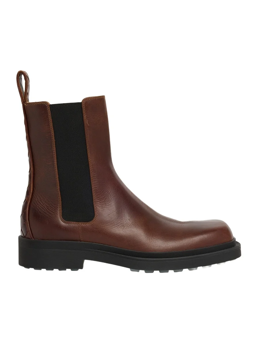 Bottega Veneta Men's Ben Smooth & Intrecciato Leather Chelsea Boots