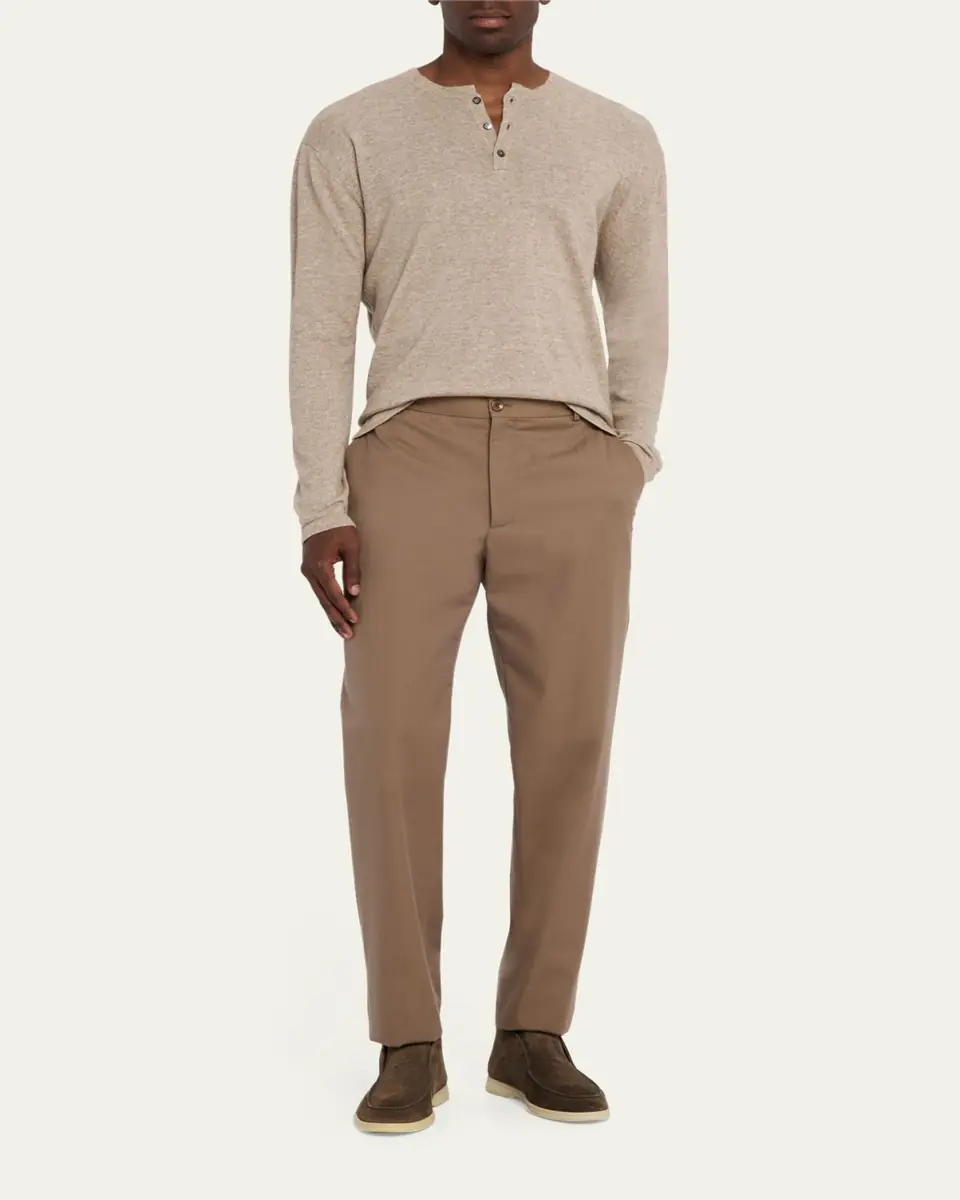 Bergdorf Goodman Men's Cashmere and Linen Henley Sweater | Thumbnail 2 Bergdorf Goodman Men's Cashmere and Linen Henley Sweater | Thumbnail 2