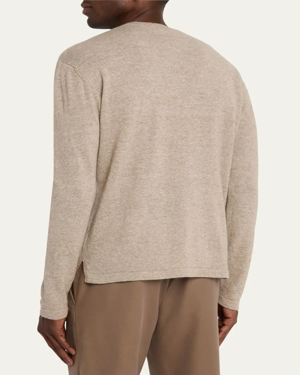 Bergdorf Goodman Men's Cashmere and Linen Henley Sweater | Thumbnail 3 Bergdorf Goodman Men's Cashmere and Linen Henley Sweater | Thumbnail 3