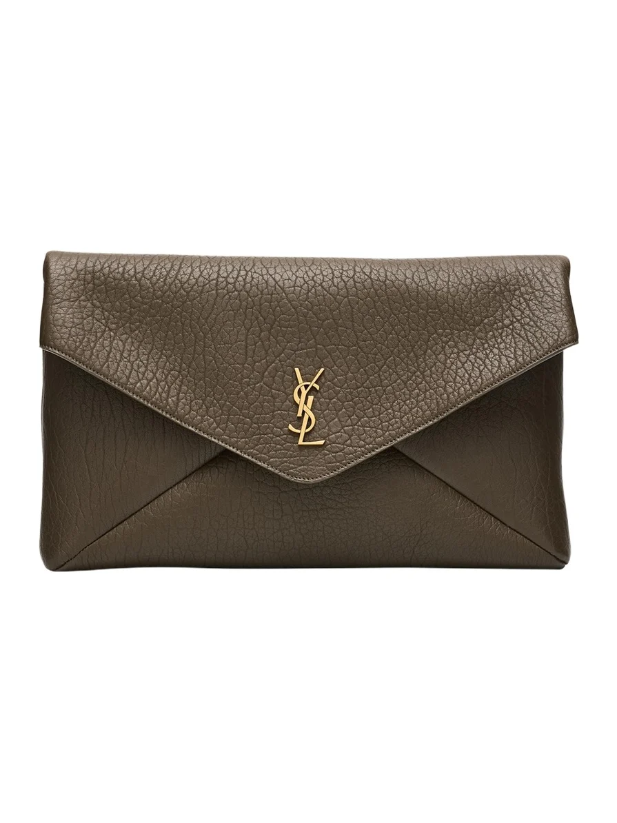 YSL Envelope Clutch Bag in Grained Leather