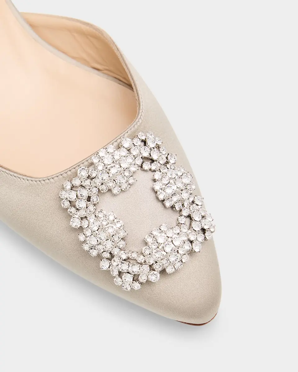 Manolo Blahnik Hangisi Satin Ballerina Flats | Thumbnail 4