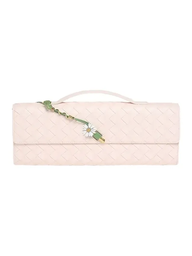 Andiamo Flower-Embellished Leather Clutch Bag