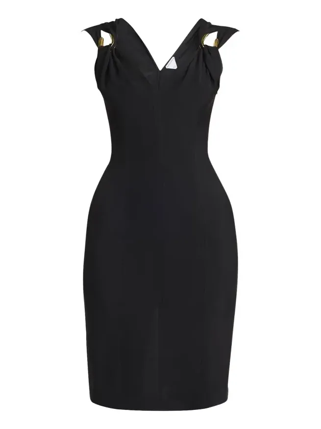 Buckle Sleeveless Grainy Viscose Linen Dress