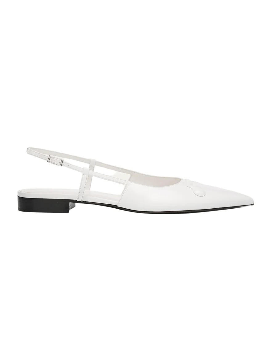 Marni Trunkaroo Leather Pointed-Toe Slingback Flats
