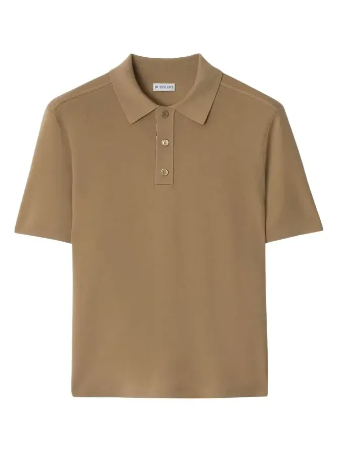 Burberry Men's Check-Placket Wool Knit Polo Shirt