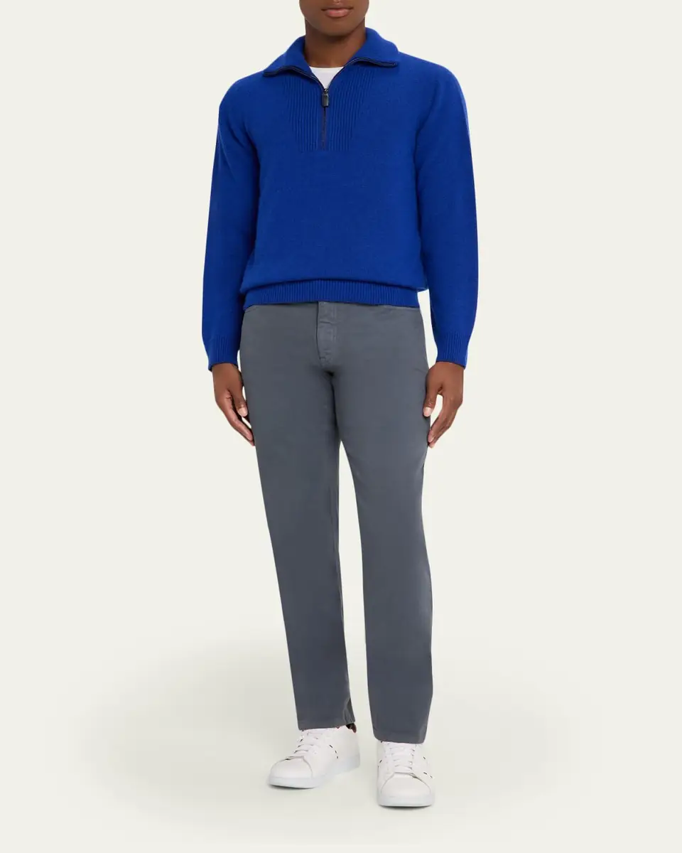 Brioni Men's Cashmere and Silk Knit Half-Zip Sweater | Thumbnail 2