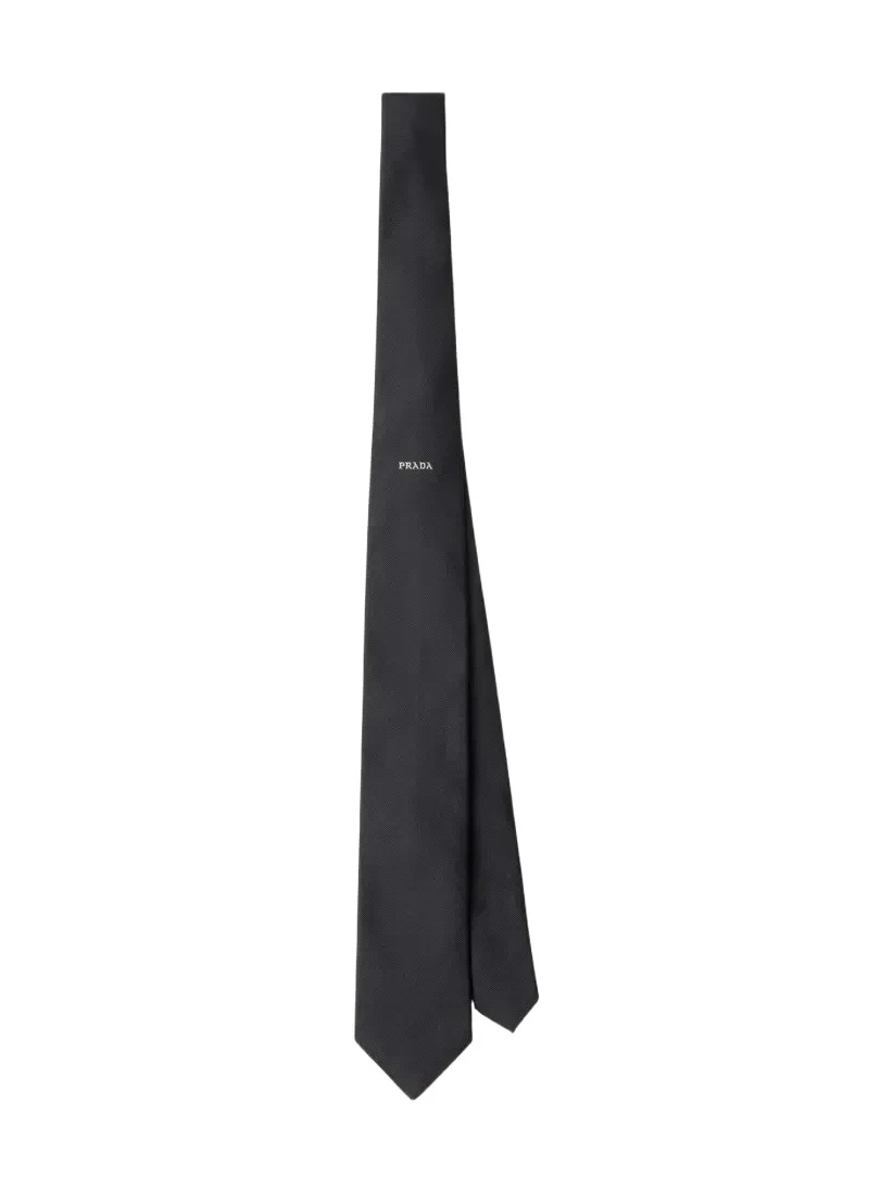 Prada Men's Silk Stripe Logo Tie