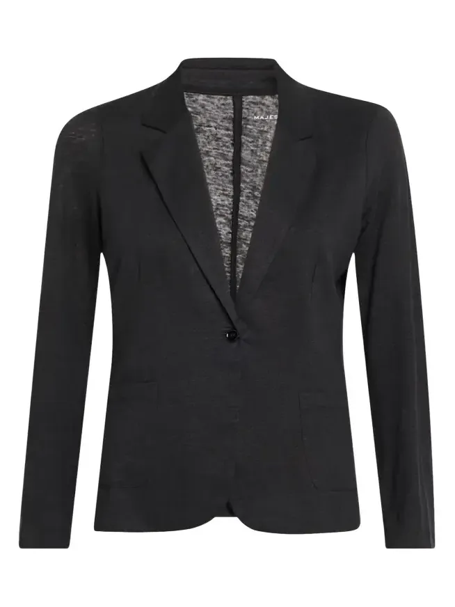 Stretch Linen One-Button Blazer Stretch Linen One-Button Blazer