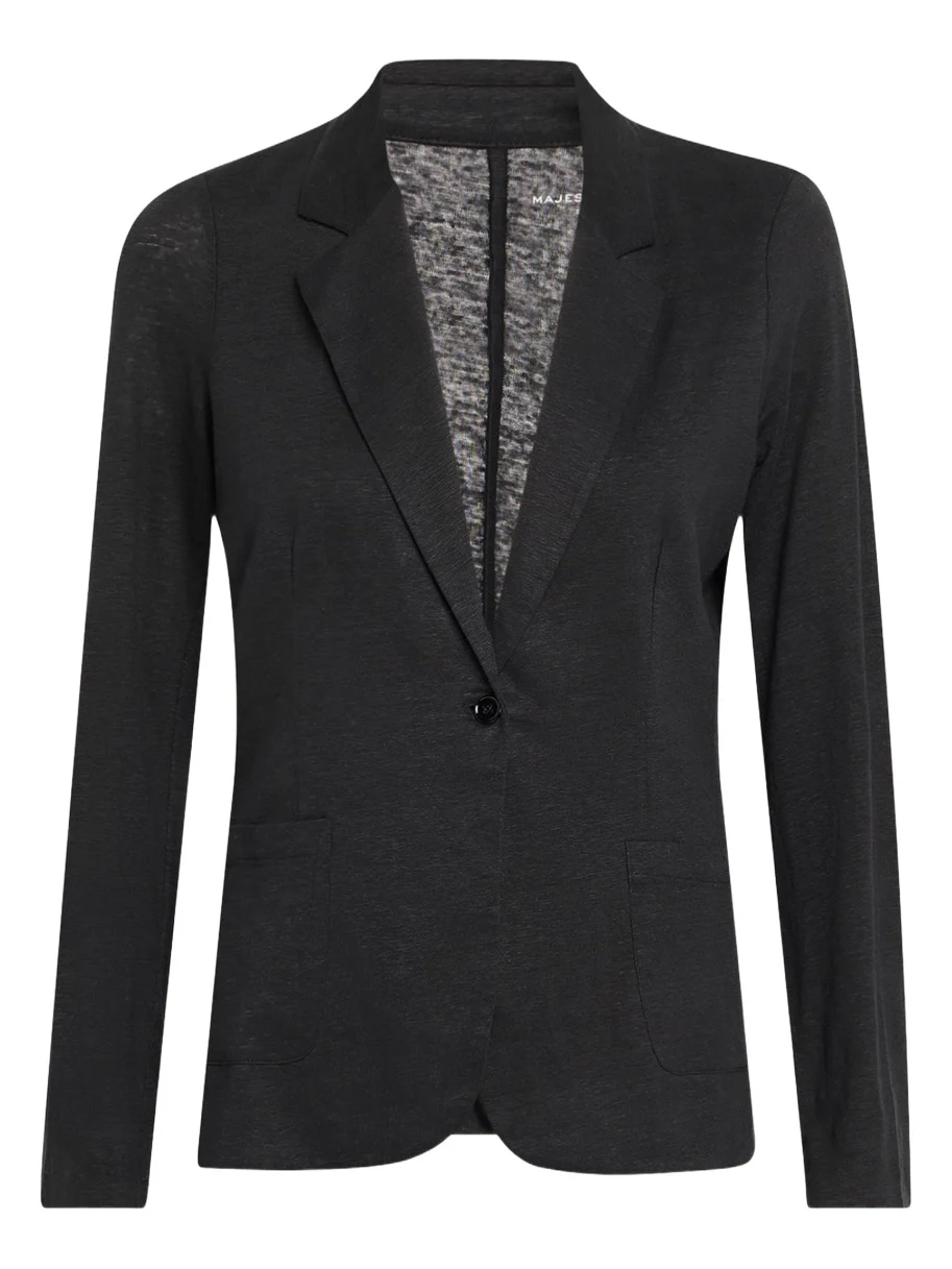 Stretch Linen One-Button Blazer Stretch Linen One-Button Blazer