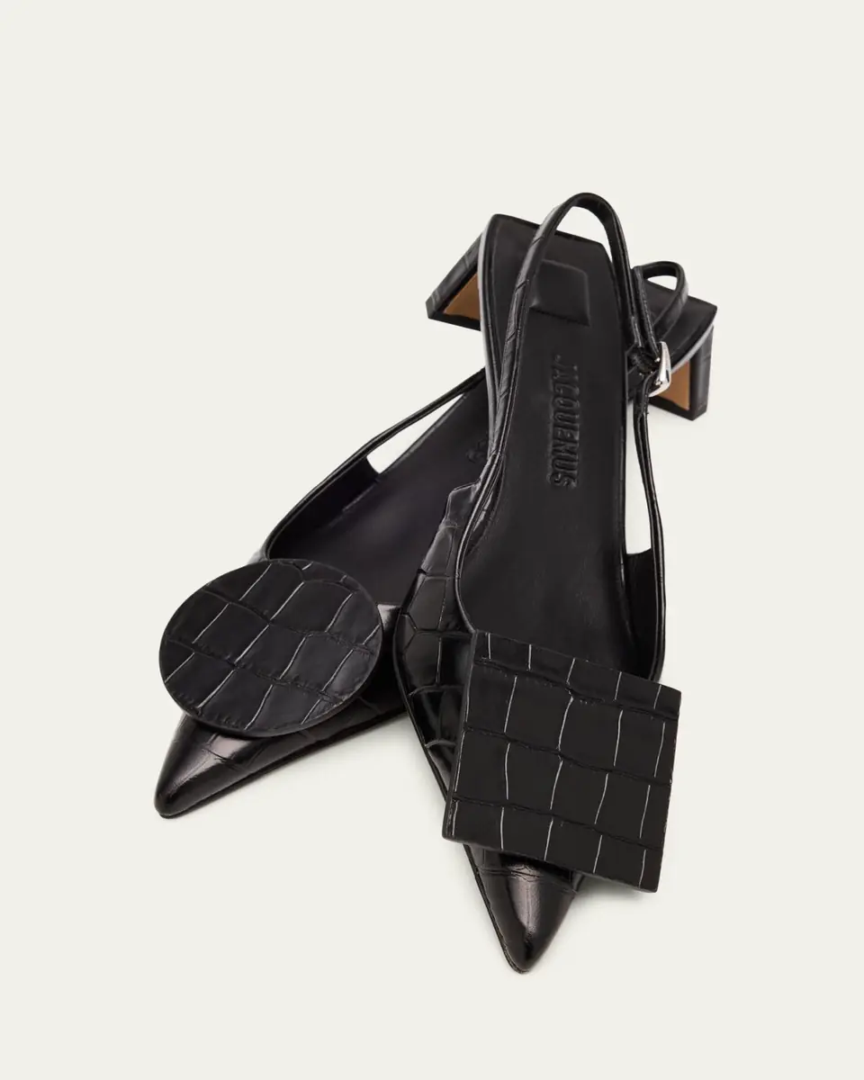 Jacquemus Les Slingbacks Croc-Embossed Leather Pumps | Thumbnail 4