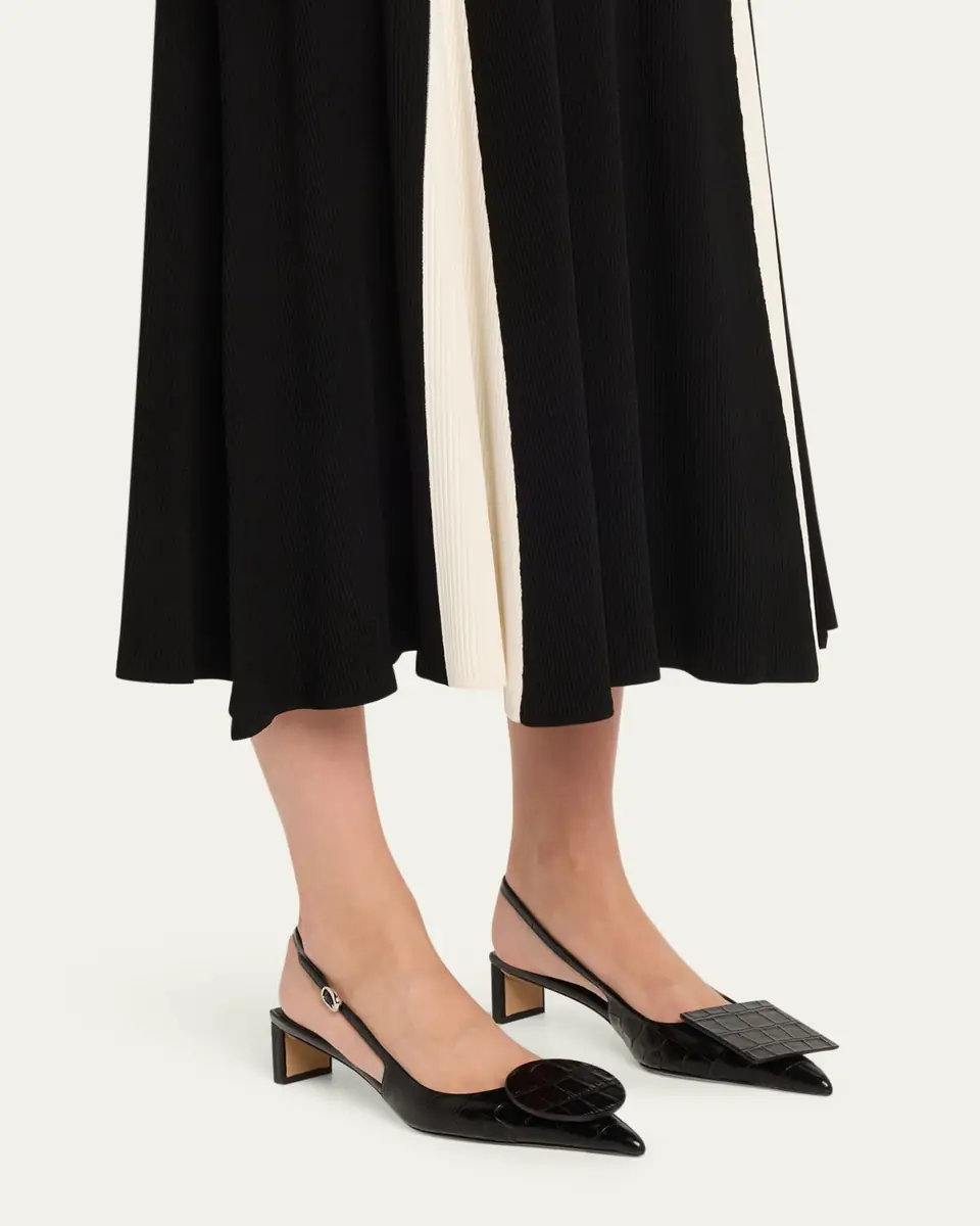 Jacquemus Les Slingbacks Croc-Embossed Leather Pumps | Thumbnail 2 Jacquemus Les Slingbacks Croc-Embossed Leather Pumps | Thumbnail 2