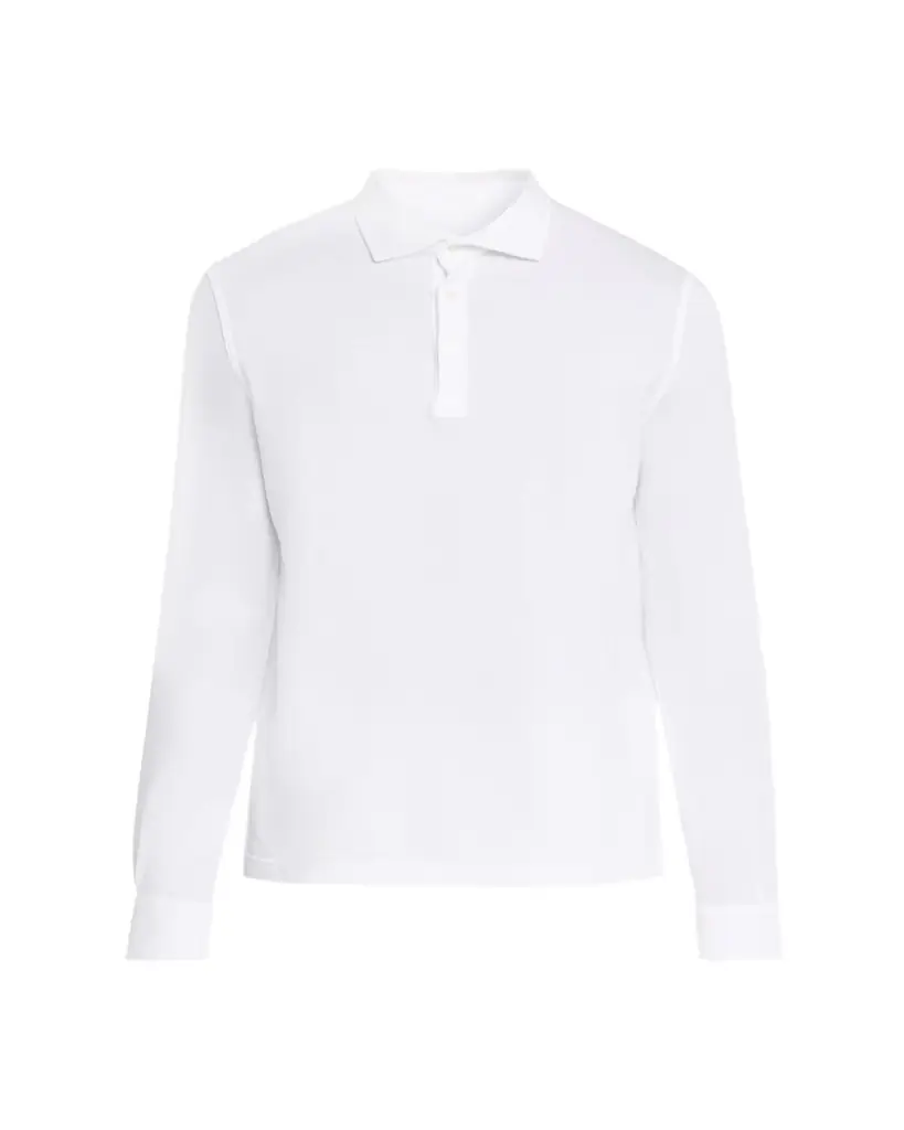 Fedeli Men's Giza Cotton Long-Sleeve Pique Polo Shirt | Image 1 Fedeli Men's Giza Cotton Long-Sleeve Pique Polo Shirt | Image 1
