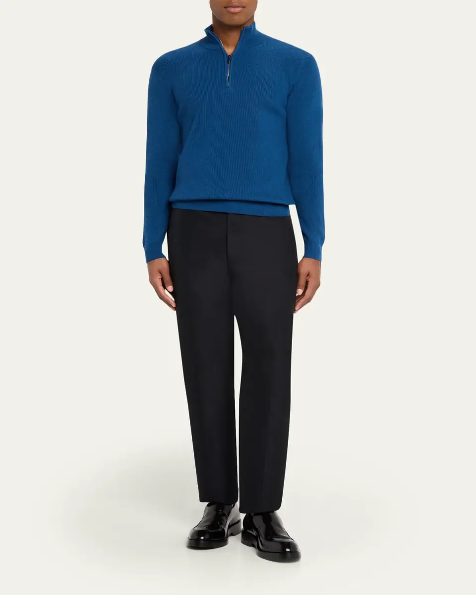 Cesare Attolini Men's Cashmere Rib Half-Zip Sweater | Thumbnail 2 Cesare Attolini Men's Cashmere Rib Half-Zip Sweater | Thumbnail 2